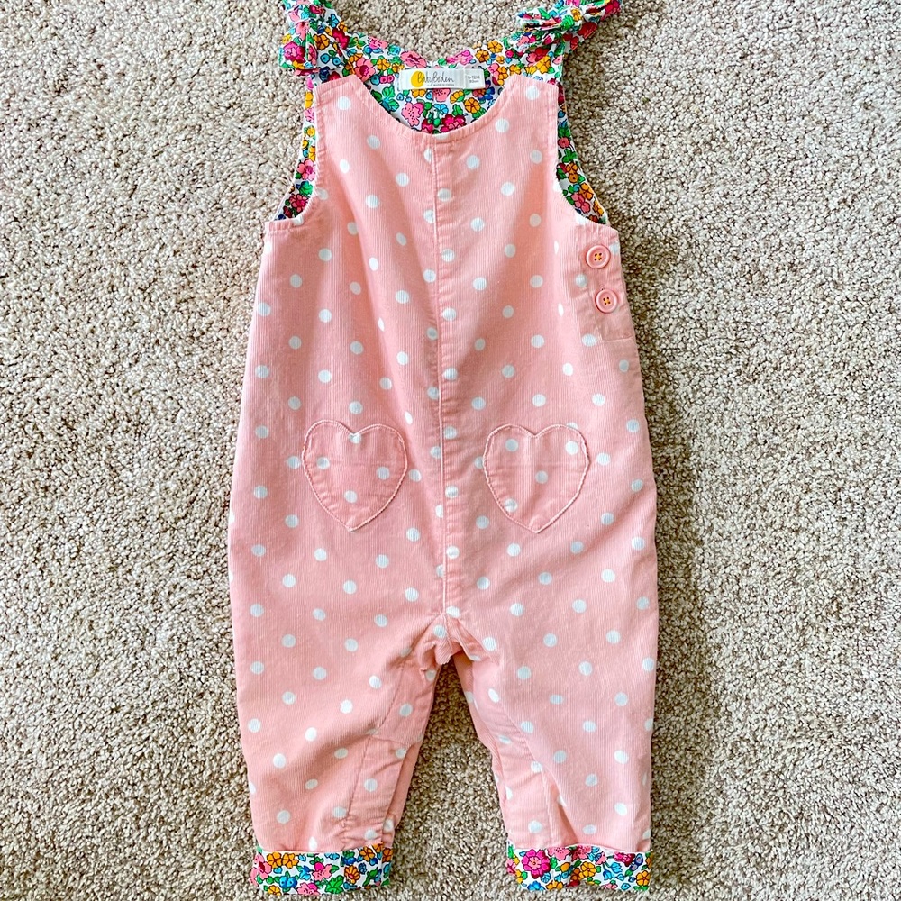 Mini Boden Floral Pink Corduroy Overalls